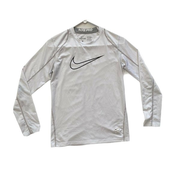 Nike Tops - Nike Pro Compression Long Sleeve White Top Sz L Wo